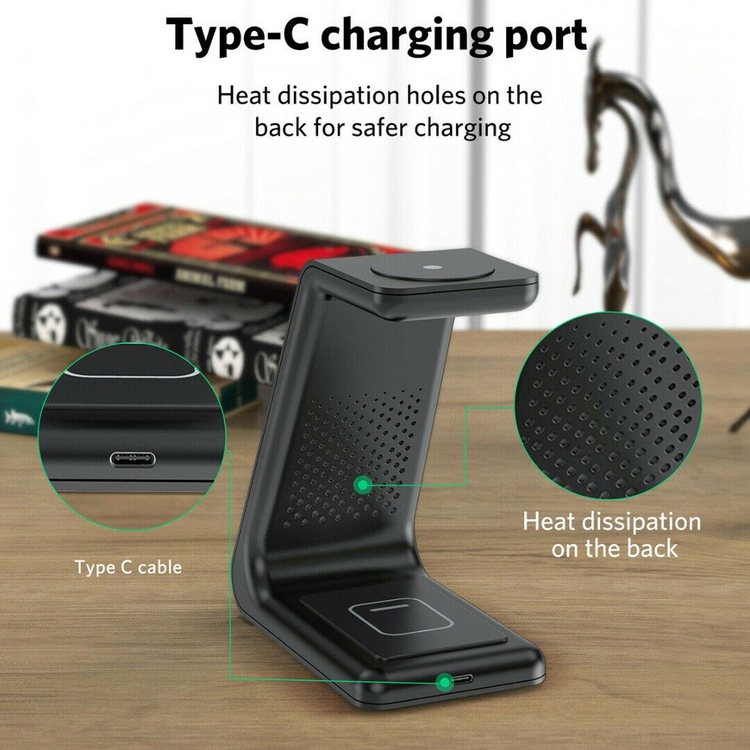 3 In 1 Fast Wireless Charging Charger For Iphone 12 Pro XR 8 SE2 Watch Stand