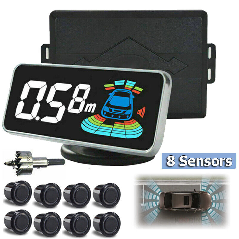 Auto parkerings sensorer LCD-skærm Car Reverse Radar System Alarmsæt + 8 sonde
