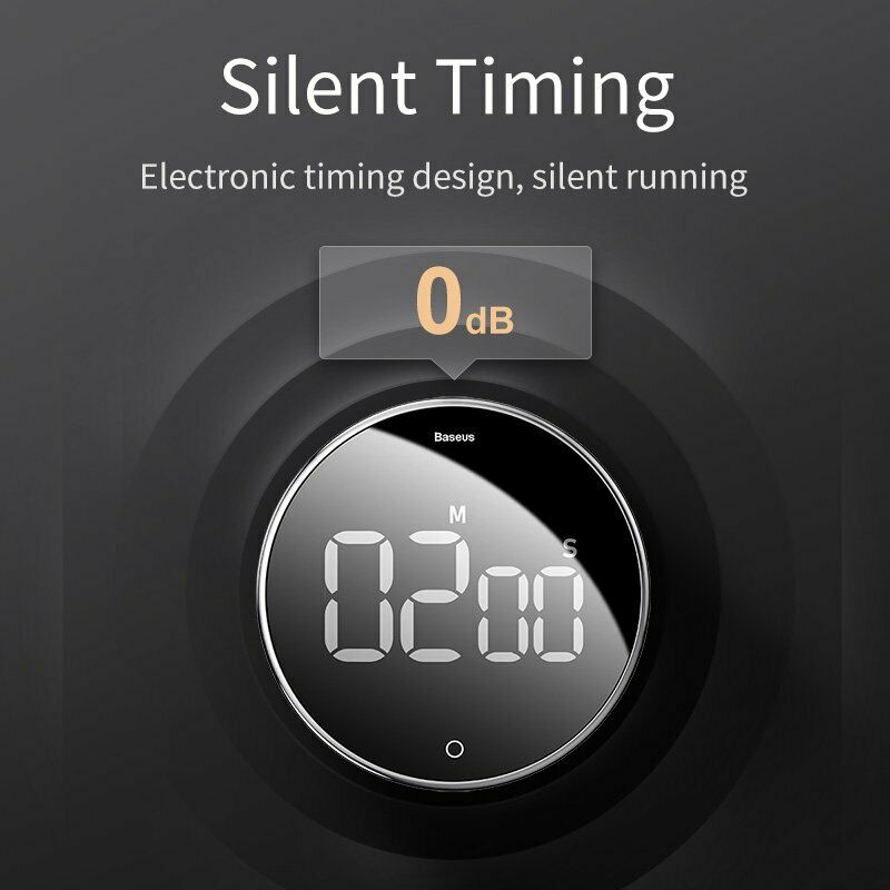 Baseus LCD Digital Timer Køkken Magnetisk Nedtælling Stopur Æg Madlavning Alarm