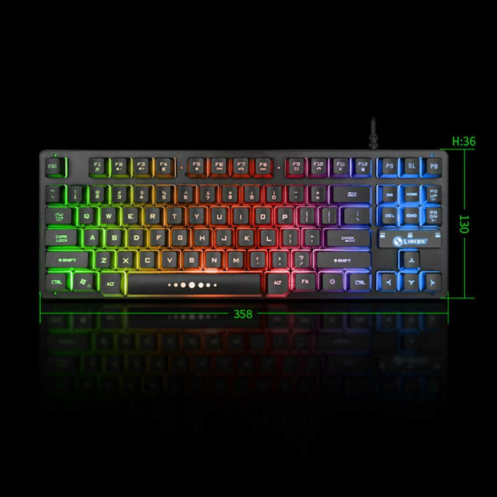 USB Wired 87 Keys Mechanical Feeling RGB Backlight PC Gaming Keyboard - Lifafa Denmark