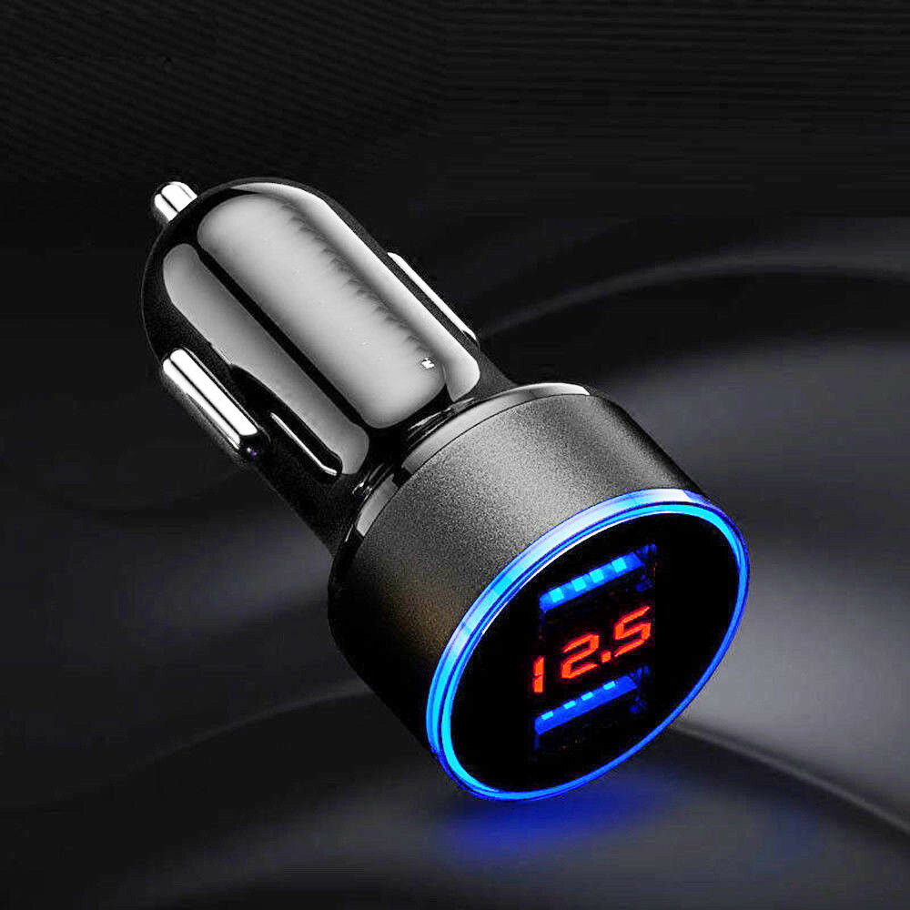 3.1A Dual Ports USB Car Cigarette Charger Lighter Digital LED Voltmeter 12V/24V - Lifafa Denmark