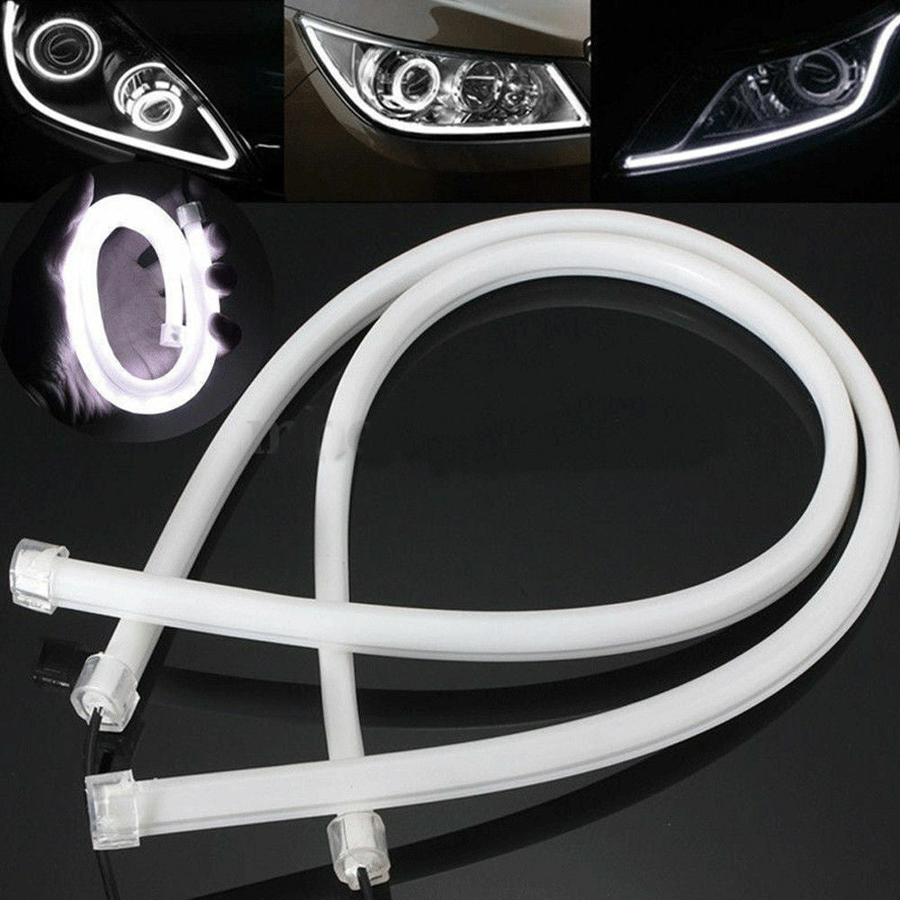 2x 60 cm LED hvid bil DRL daglygter lampe strimmel lys fleksibel blødt rør - Lifafa Denmark