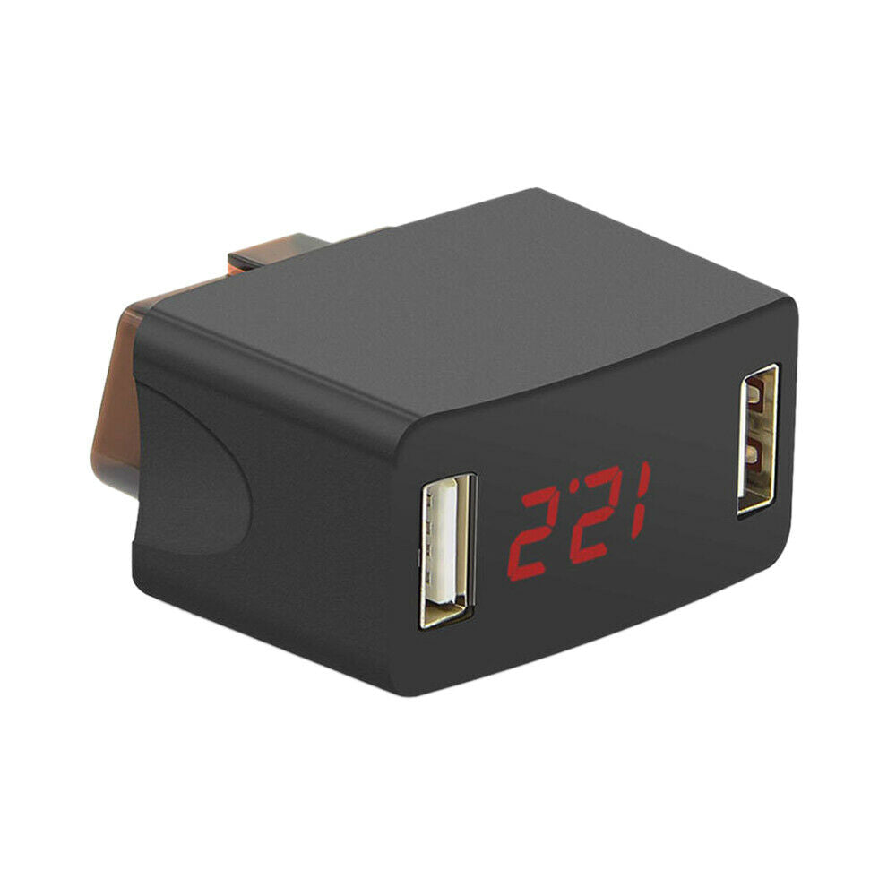 LED batterispændingsdisplay 12 / 24V billader 2 porte USB-opladning OBD MINI - Lifafa Denmark