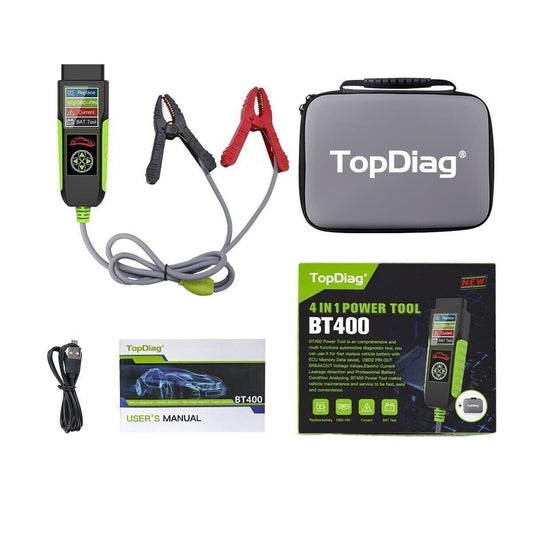 TopDiag BT400 4-i-1 batteri tester til OBD 2 bil lastbil batteri analysator tester - LifafaDenmark Aps