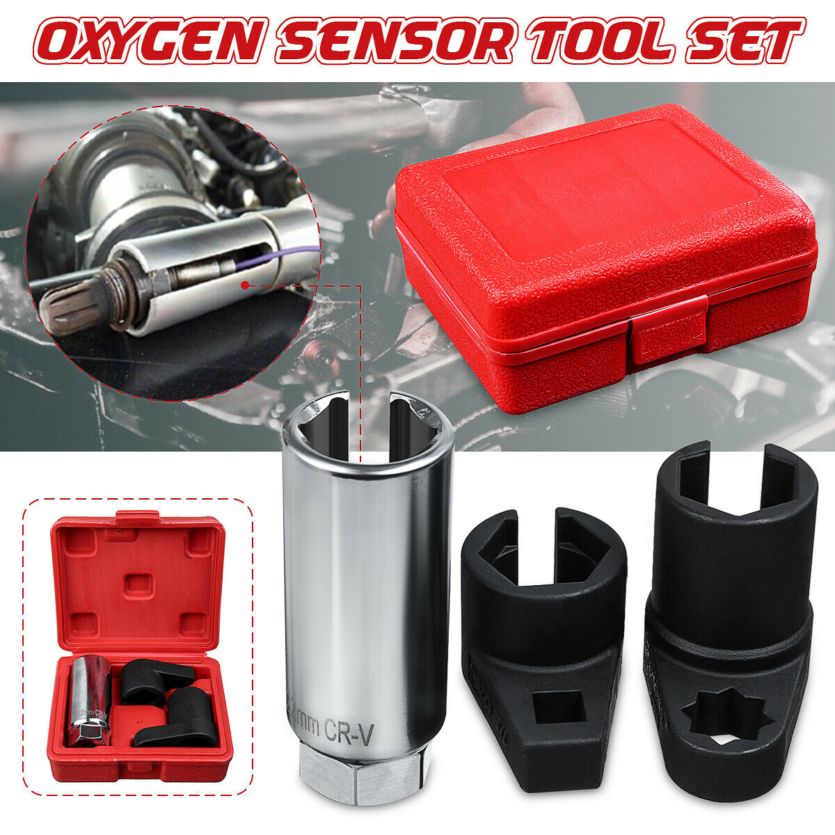 3stk O2 Oxygen Lambda Sensor Socket 6 Point Nøgleværktøj Remover Installationssæt - Lifafa Denmark