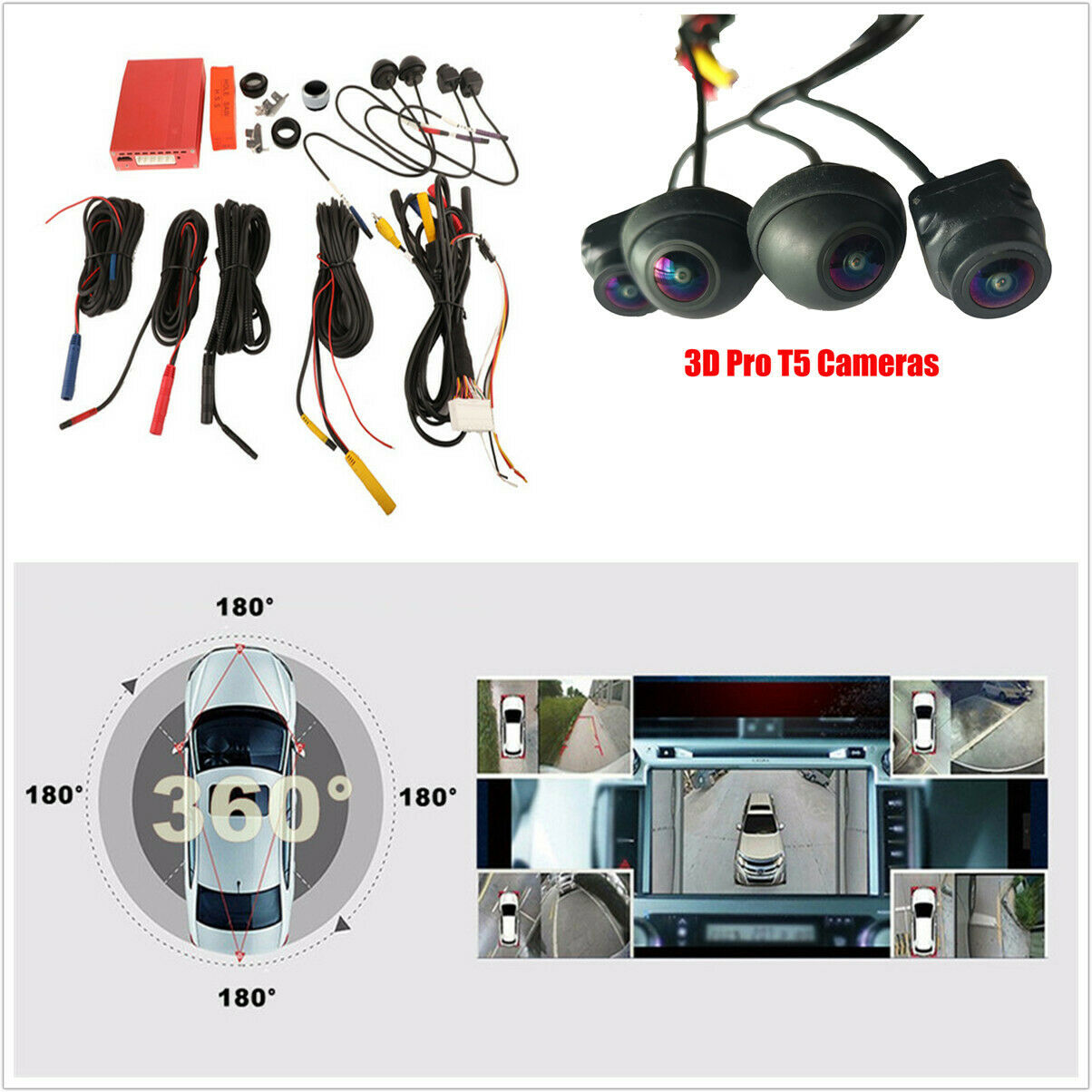 360 Degree Car Surround 3D Bird View Panorama 4 kameraer Optager Parkeringssystem