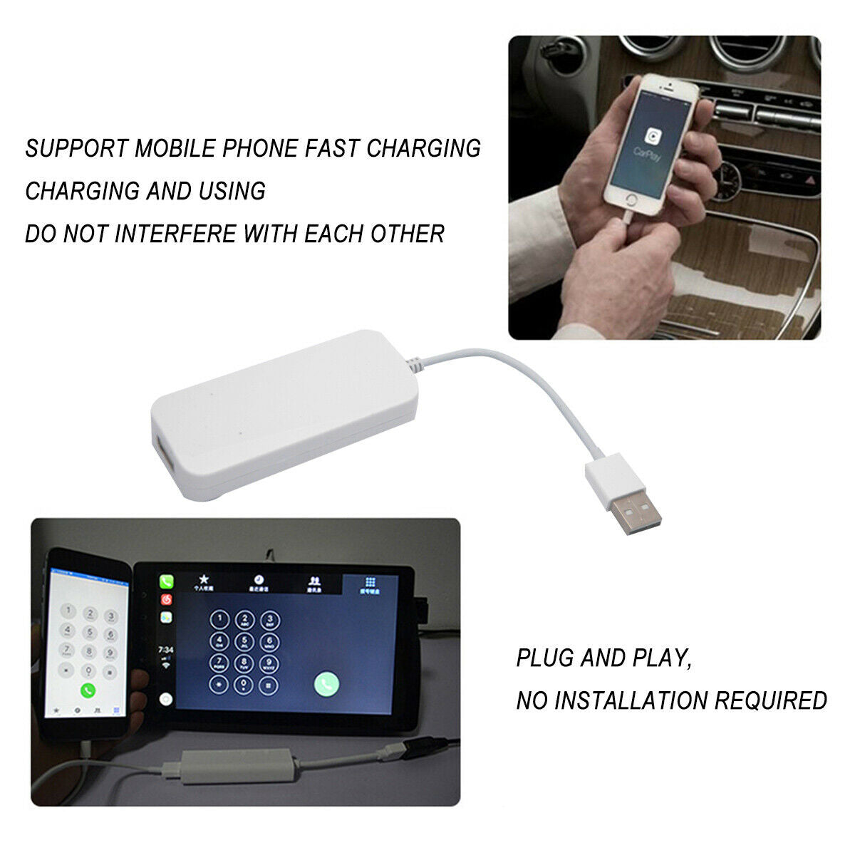 USB Dongle Adapter for Apple iOS CarPlay Android Car Radio Navigation Player