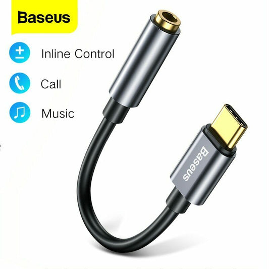 Baseus USB Type C til 3,5 mm AUX hovedtelefoneadapter Type-C jack-hovedtelefonkabel