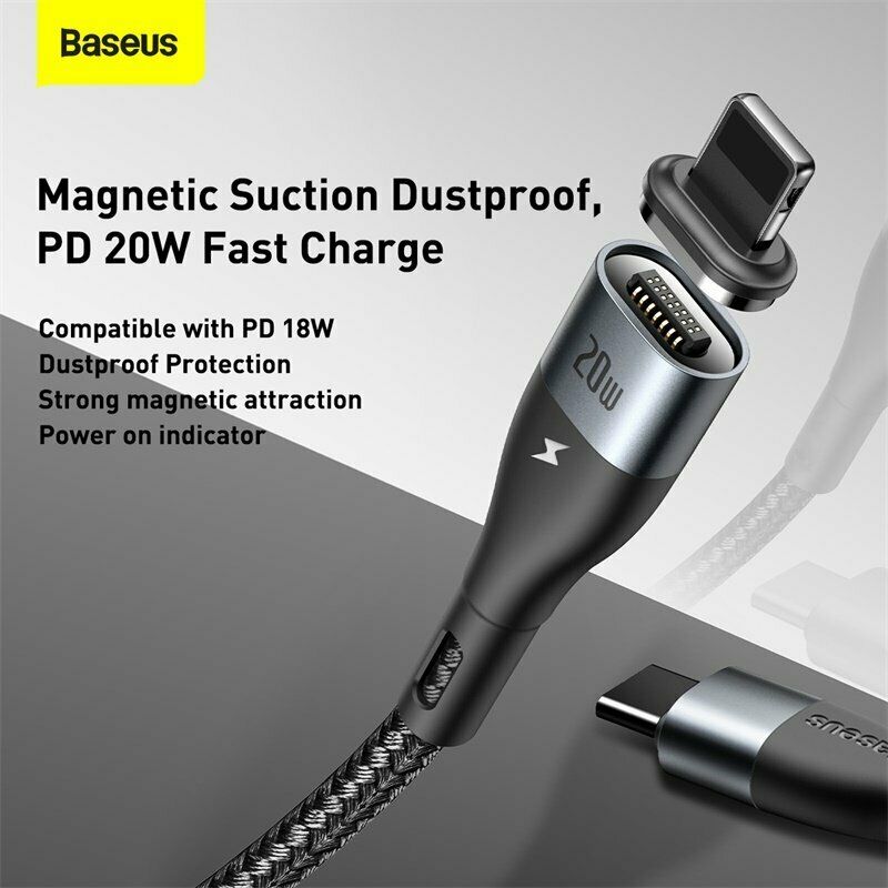 Baseus PD 20W Magnetic USB C For Apple Fast Charging Cable Charger For iPhone 12