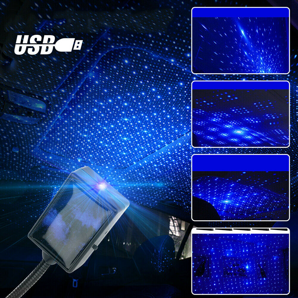 USB LED bilinteriør tagatmosfære Star Sky lampeprojektor