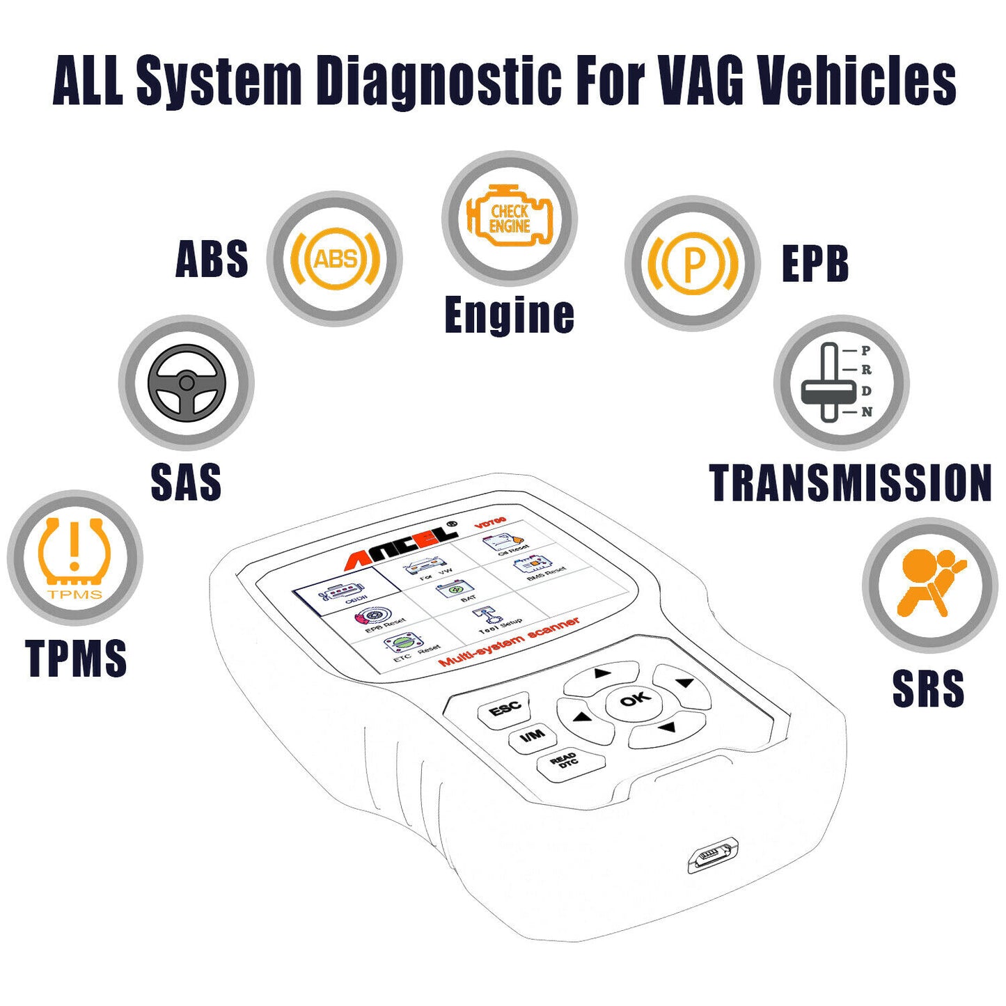 All System OBD2 Scanner DPF EPB TPS Injector Oil Diagnostic Tool for VW Audi Seat Skoda - Lifafa Denmark