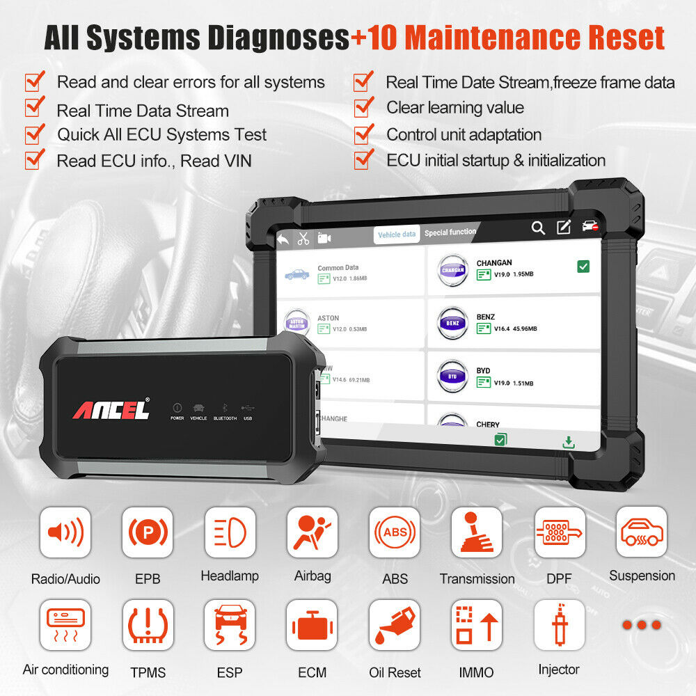 ANCEL X7 All System OBD2 Scanner Auto Diagnostic Tool ABS SAS EPB DPF TPMS IMMO Oil