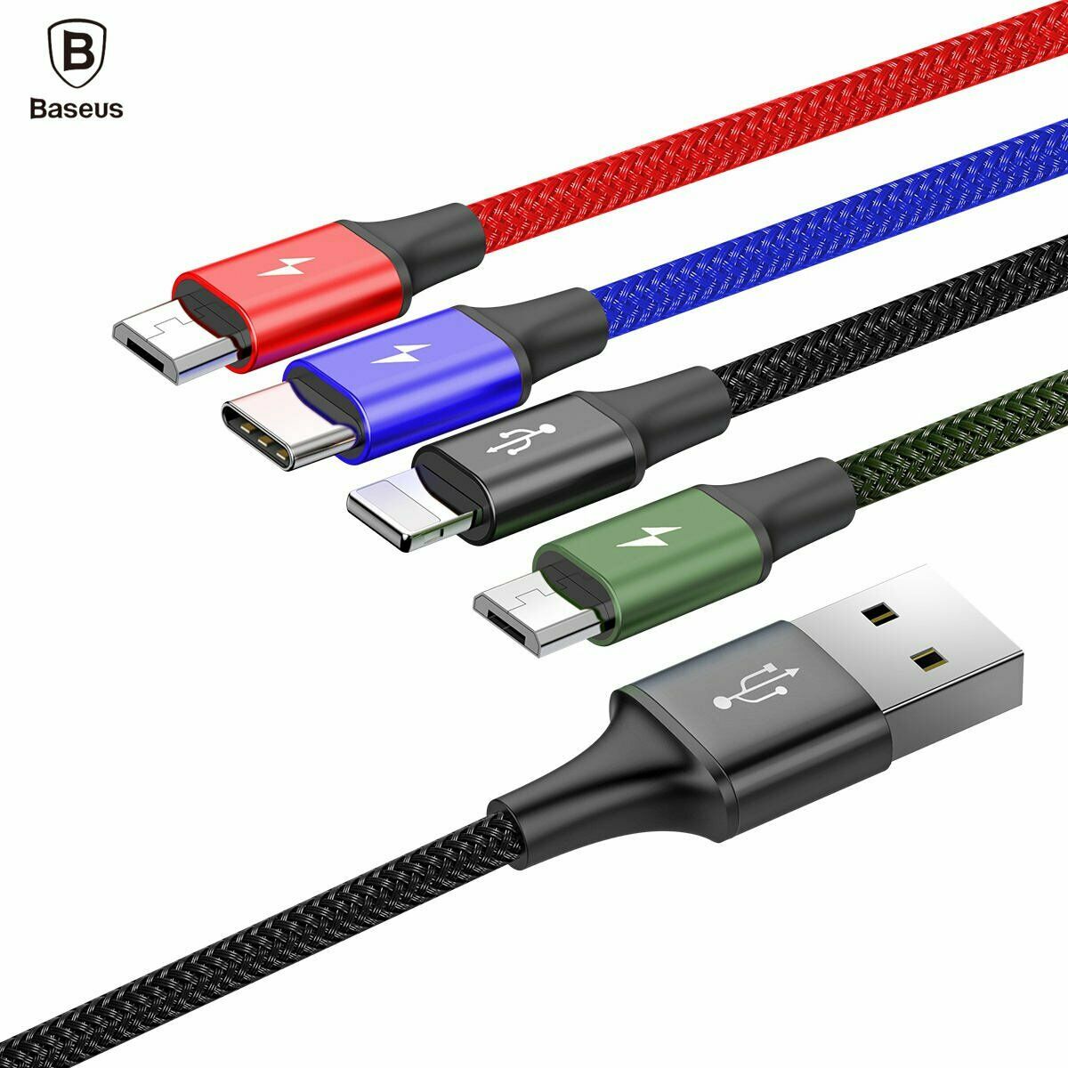 Baseus 4 i 1 Multi USB-oplader-opladningskabel til iPhone Type-C Micro USB - Lifafa Denmark