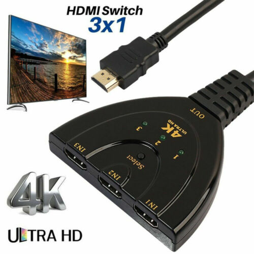 3 Port HDMI Splitter 4K Switch HUB Box Kabel til PS3 PS4 HDTV HD