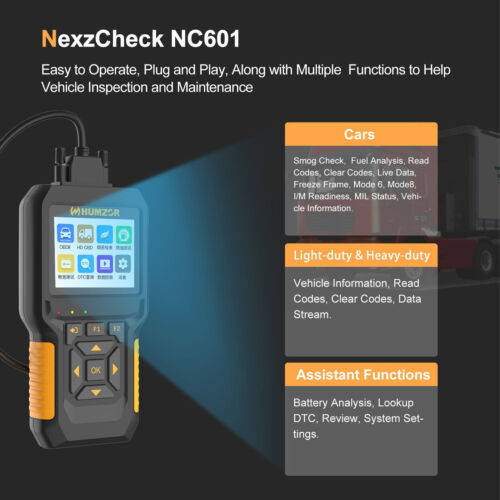 HUMZOR NexzCheck NC601 Diagnostisk Tester til Diesel og Benzin Lastbil