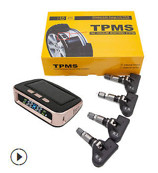 Solar Wireless Car TPMS Dæktryk overvågnings system + 4 interne sensorer