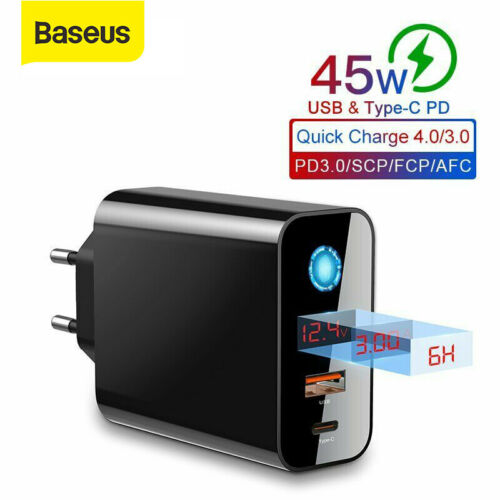 Baseus 45W LCD-skærm Smart Power-Off QC4.0 Hurtig PD hurtigoplader